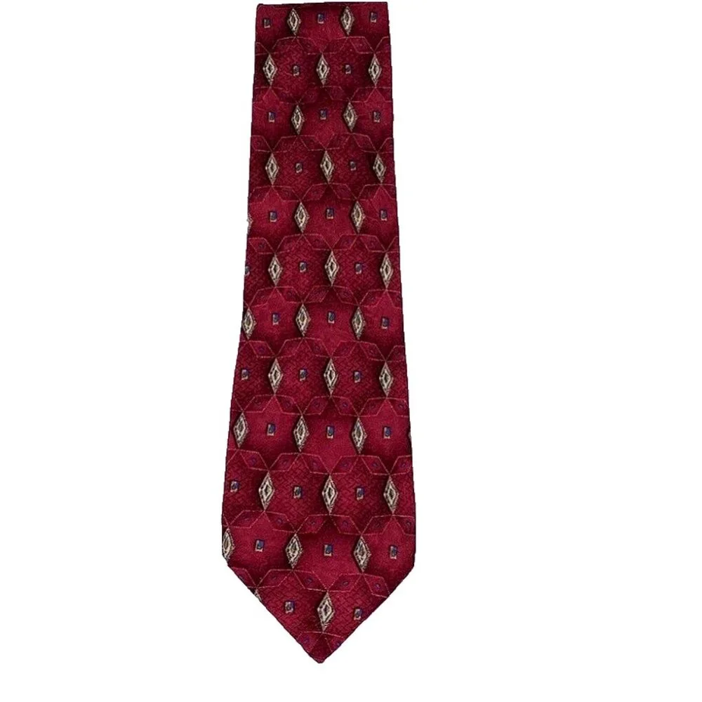 Robert Talbott‎ Studio Tie Hand Sewn Silk Made in USA Geometric Red Mens